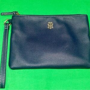 Tommy Hilfiger Dark Blue Wristlet with Gold Accent. Lightly used